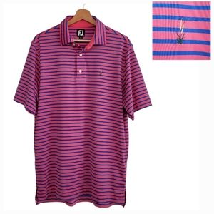 FootJoy Pink and Blue Striped Polo Shirt